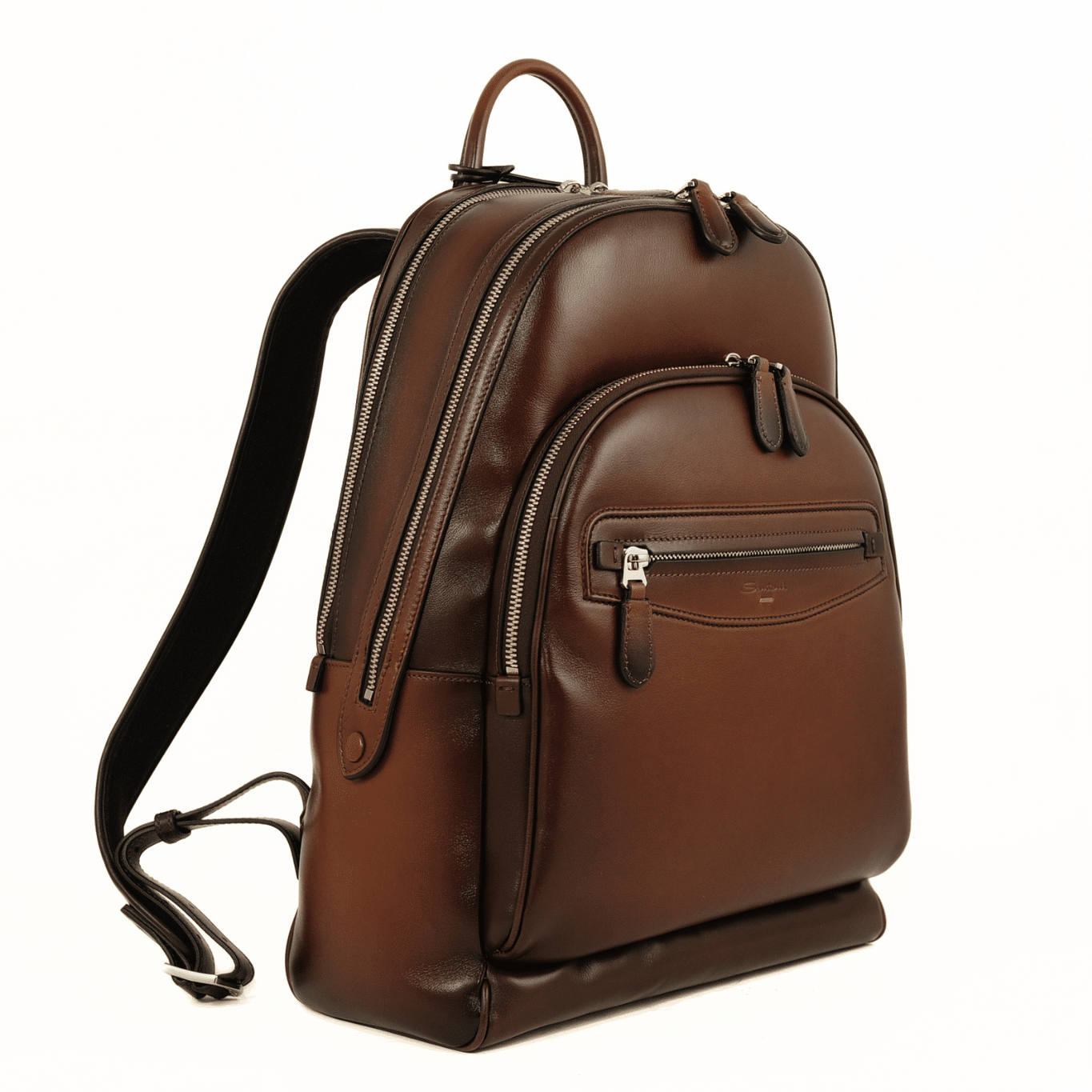 SANTONI - Rugzak handgekleurd donkerbruin leder (43663) SANTONI - Rugzak handgekleurd donkerbruin leder (43663)