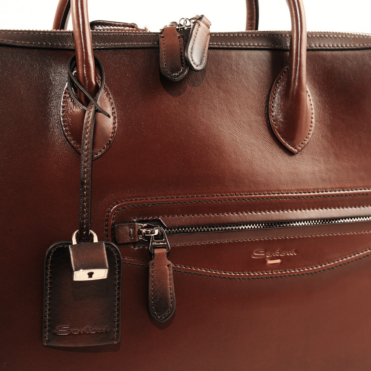 SANTONI - Портфель / сумка для ноутбука из кожи темно-коричневого цвета ручного окрашивания (43664) SANTONI - Портфель / сумка для ноутбука из кожи темно-коричневого цвета ручного окрашивания (43664)